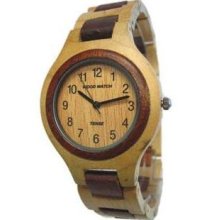 Tense Wood Mens Sandalwood/Maple Wood Watch - Two-tone Bracelet - Light Dial - G7509MS