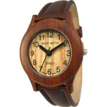 Tense Wood Mens Sandalwood Wood Watch - Dark Leather Strap - Light Dial - G8003S