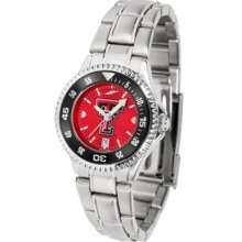 Texas Tech Red Raiders Competitor AnoChrome Ladies Watch with Steel Band and Colored Bezel
