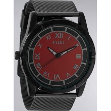 The Moment Watch With Interchangeable Bands in Red & Gun OS