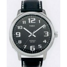 Timex Black Leather Strap Core Easy Reader Watch With Black Dial