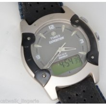 Timex Men's Analog Digital I-control Watch Black Fabric Strap Gray Dial