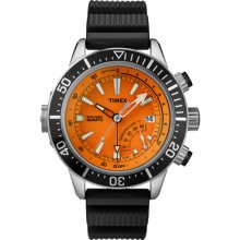 Timex Mens Orange Dial Black Rubber Strap T2N812 Watch