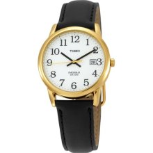 Timex Men's T2H291 Easy Reader Black Leather Strap Gold-Tone Case Watch