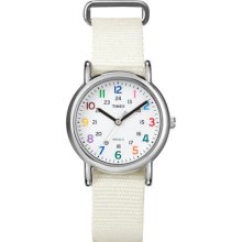 Timex Weekender Slip-thru Analog Watch White T2n837 Worldwide Shipping