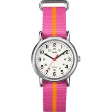 Timex Weekender Slip-thru Analog Watch Pink/orange T2p072 Worldwide Shipping