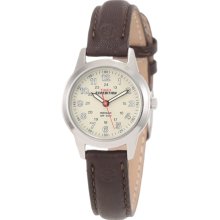 Timex Women's Expedition T40301 Brown Leather Quartz Watch with White Dial
