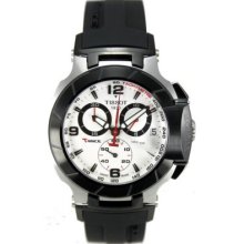 Tissot Men's Race Swiss Quartz Chronograph Tachymeter Black Rubber Strap Watch