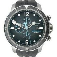 Tissot Seastar Chronograph Automatic Black Dial Mens Watch T06642 ...