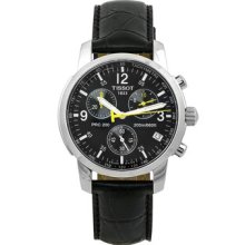 Tissot Watches Men's PRC 200 Black Chronograph Dial Leather Strap T17