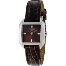 Tissot Women's T-Trend T-Wave Brown Dial Brown Genuine Leather ...