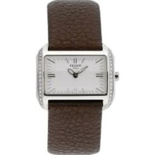 Tissot Women's T-Wave T023.309.16.031.01 Brown Leather Quartz Watch with White Dial