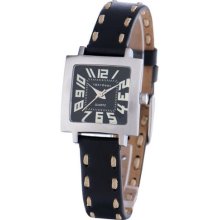 TOKYObay Womens Tramette Analog Stainless Watch - Black Leather Strap - Black Dial - T205-BK