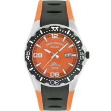 Tommy Bahama Mens Relax Beach Cruiser Analog Stainless Watch - Two-tone Rubber Strap - Orange Dial - RLX1154