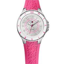 Tommy Hilfiger Round Silicone Strap Watch Pink/ Silver