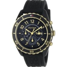 Tommy Hilfiger Women's 1781103 Sport Black And Gold Plated Silicon Watch