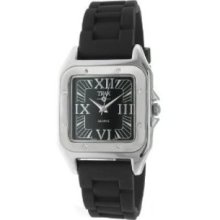 Trax Womens TR5132-BB Posh Square Black Rubber Black Dial