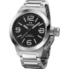 Tw Steel Canteen Unisex Quartz Watch With Black Dial Analogue Display And Grey Stainless Steel Bracelet Tw300