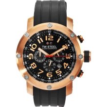 Tw Steel Unisex Quartz Watch With Black Dial Chronograph Display And Black Rubber Strap Tw131