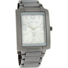 U.s. Polo Assn. Mens Rectangular Silver Dial Ticn Bracelet Quartz Watch Usc80043