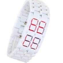 Unique Design Lava Led Bracelet Sport Wrist Watch Unisex Faceless White Bangle