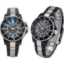 Unique Ohsen 7 Colors Led Light Digital Analog Black Lady Men Quartz Watch