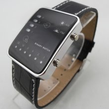 Unique Quartz Digital Led Date Mens Black Watch