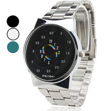 Unisex Fashion Design Steel Analog Quartz Wrist Watch (Silver)