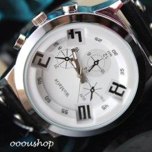 Unisex Luxury Elegant White Modern Fashion Leather Wristwatch C029w