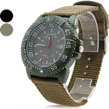 Unisex Outdoor Sports Style Analog Fabric Quartz Wrist Watch with Calendar (Assorted Colors)