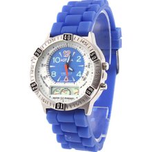 Unisex PU Analog Quartz Sports Wrist Watch (Blue)
