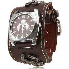 Unisex PU Analog Quartz Watch Wrist (Brown)