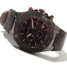 Versace Men's DV One Swiss Made Quartz Chronograph Leather Strap Watch