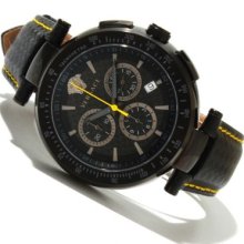 Versace Men's Mystique Swiss Made Quartz Chronograph Leather Strap Watch BLACK