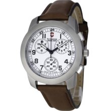 Victorinox Field Chrono Men's Quartz Watch With White Dial Chronograph Display And Brown Leather Strap 24748.Cb
