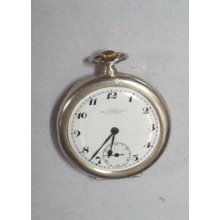 Vintage Antique Silver Correct Meridian Watch Co Swiss Pocket Watch Porcelain