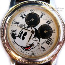 VINTAGE LORUS Disney MICKEY MOUSE WATCH Wristwatch Chronograph Mens Womens CUTE