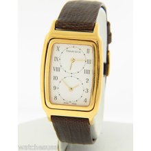 Vintage Tiffany & Co. Men's White Dial 18k Solid Yellow Gold Two Time Zone Watch