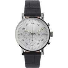 Void Unisex Chronograph Stainless Watch - Black Leather Strap - Silver Dial - V03C-PO/CN/SV