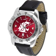 Washington State Cougars Sport Leather Band AnoChrome-Men's Watch