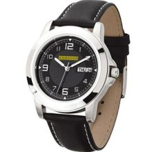 Watch Creations Unisex Silver Sport Watch w/ Day Display & Leather Strap Promotional