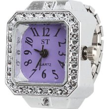 Watchcase Women's Purple Design Alloy Analog Quartz Ring Watch (Silver)