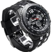 Weide Army Pilot Black Stainless Steel Digital Quartz Wrist Watch