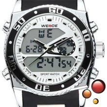Weide Mens Led Digital Wrist Watches Quartz Two Time Zone Watch Dual Display