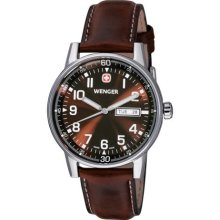 Wenger 70162 Men'S 70162 Commando Day Date Xl Brown Dial Brown Rubber Strap Watch