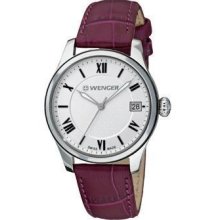 Wenger Ladies Terragraph Silver Dial Aubergine Leather Swiss Watch 0521.103