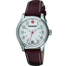 Wenger Terragraph Women's Quartz Watch With White Dial Analogue Display And Brown Leather Strap 010521101