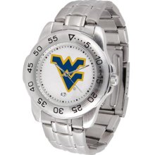 West Virginia Mountaineers WVU Mens Sports Steel Watch