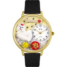 Whimsical Watches Gold Whims-G0130051 Unisex G0130051 Maltese Black Skin Leather Watch