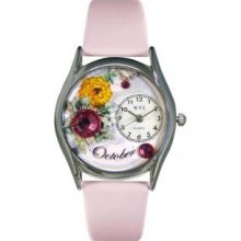 Whimsical Watches S0910010 Birthstone: October Pink Leather And Silvertone Watch